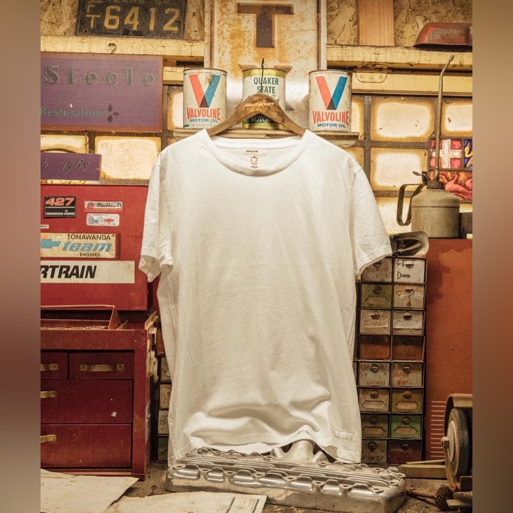 Hiroshi Kato Stamp 7oz Organic Cotton T Shirt White